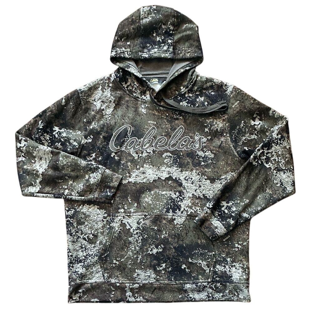 Cabela's Strata Green Camo Pullover Hoodie Sweatshirt Large